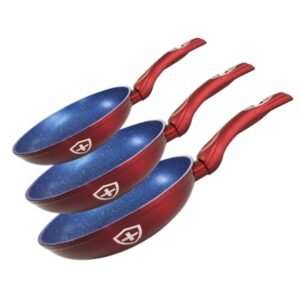 JGO DE 3 PIEZAS DE SARTENES 20 24 Y 28 CM SWISS SILVER® ROJO/AZUL