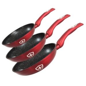 JGO DE 3 PIEZAS DE SARTENES 20 24 Y 28 CM SWISS SILVER® ROJO/NEGRO