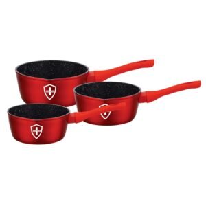 SET DE 3 OLLAS LECHERAS SWISS SILVER ROJO